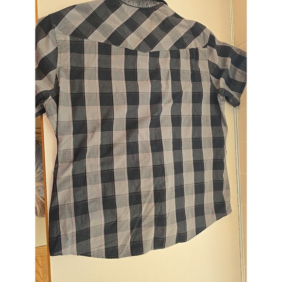 Tony Hawk Button Dress Shirt Men's Size XXL Red Black Gray Plaid 30‎ Long 23 PTP - Picture 7 of 7